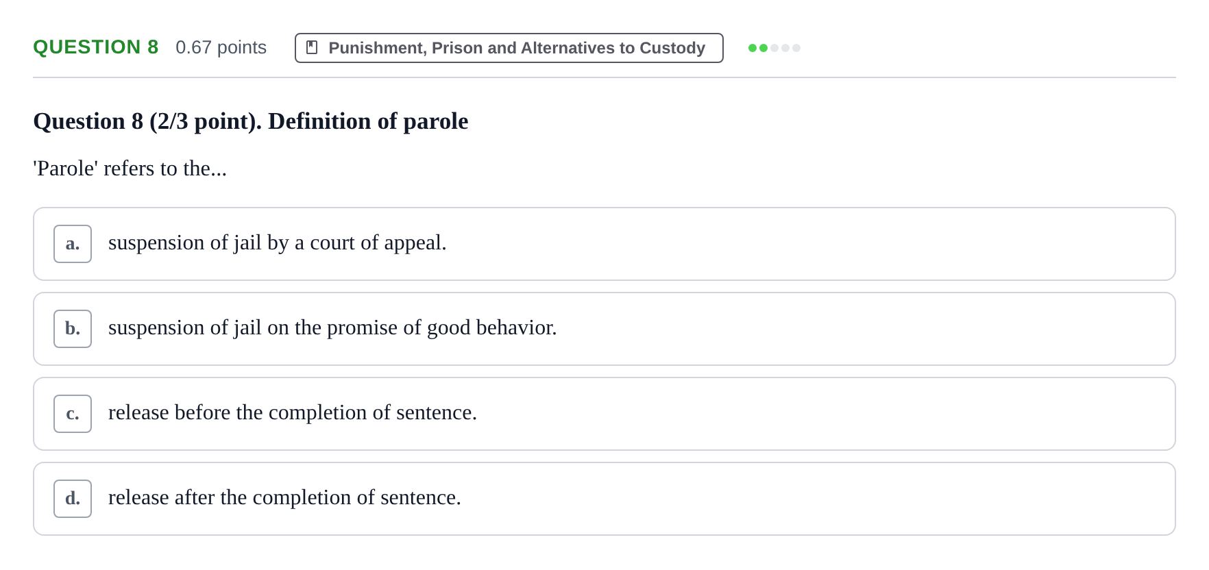 Enunciado: Question 8 · Angles Criminologic UB 2021