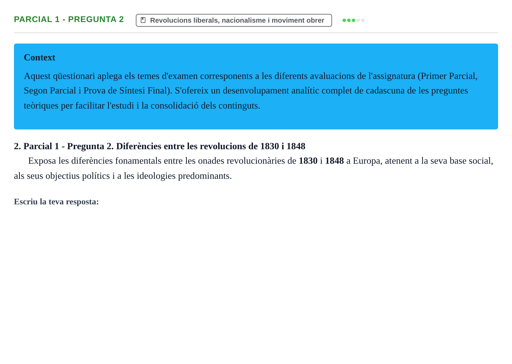Enunciado: Ejercicio Parcial 1 - Pregunta 2 · Història Política i Social Contemporània UB Recull d'exàmens: Parcial 1, Parcial 2 i Examen de Síntesi