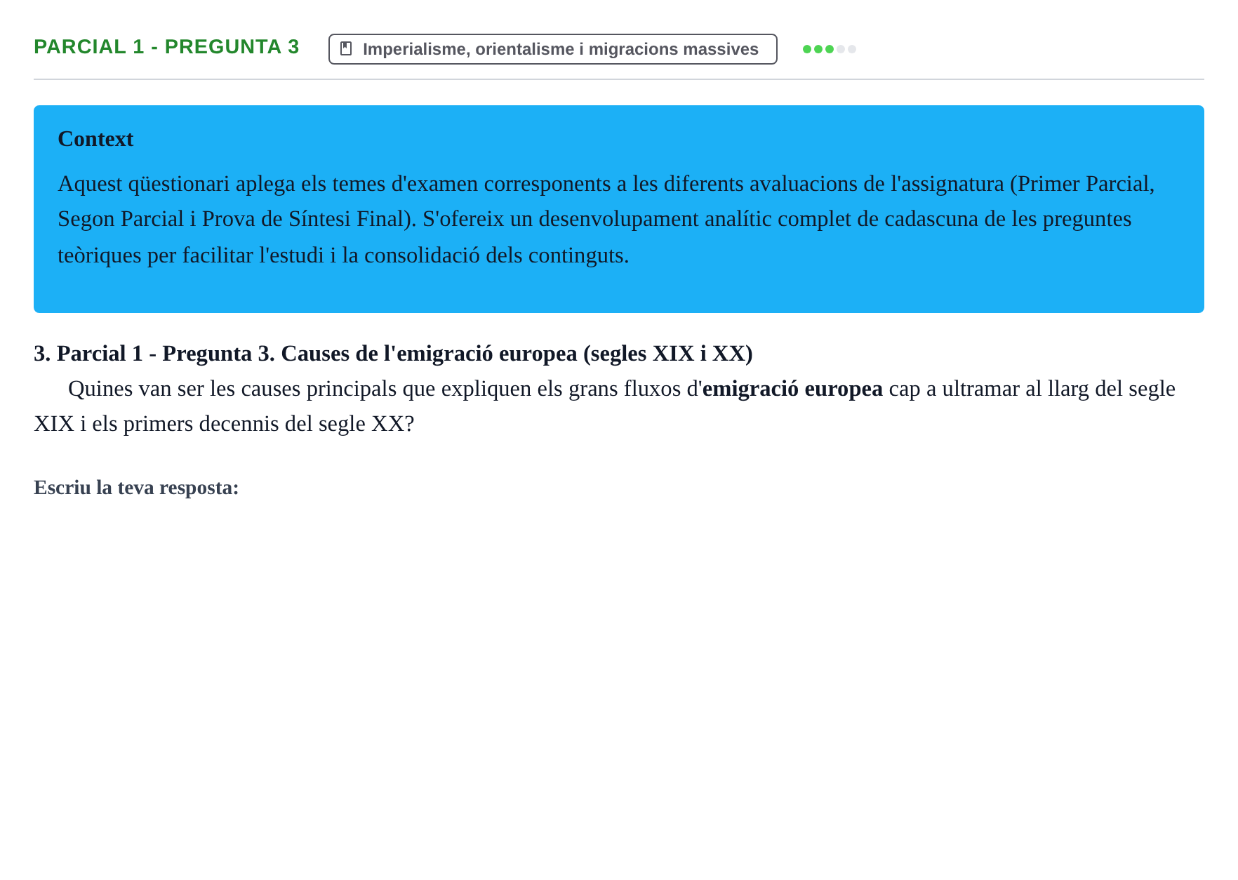 Enunciado: Ejercicio Parcial 1 - Pregunta 3 · Història Política i Social Contemporània UB Recull d'exàmens: Parcial 1, Parcial 2 i Examen de Síntesi