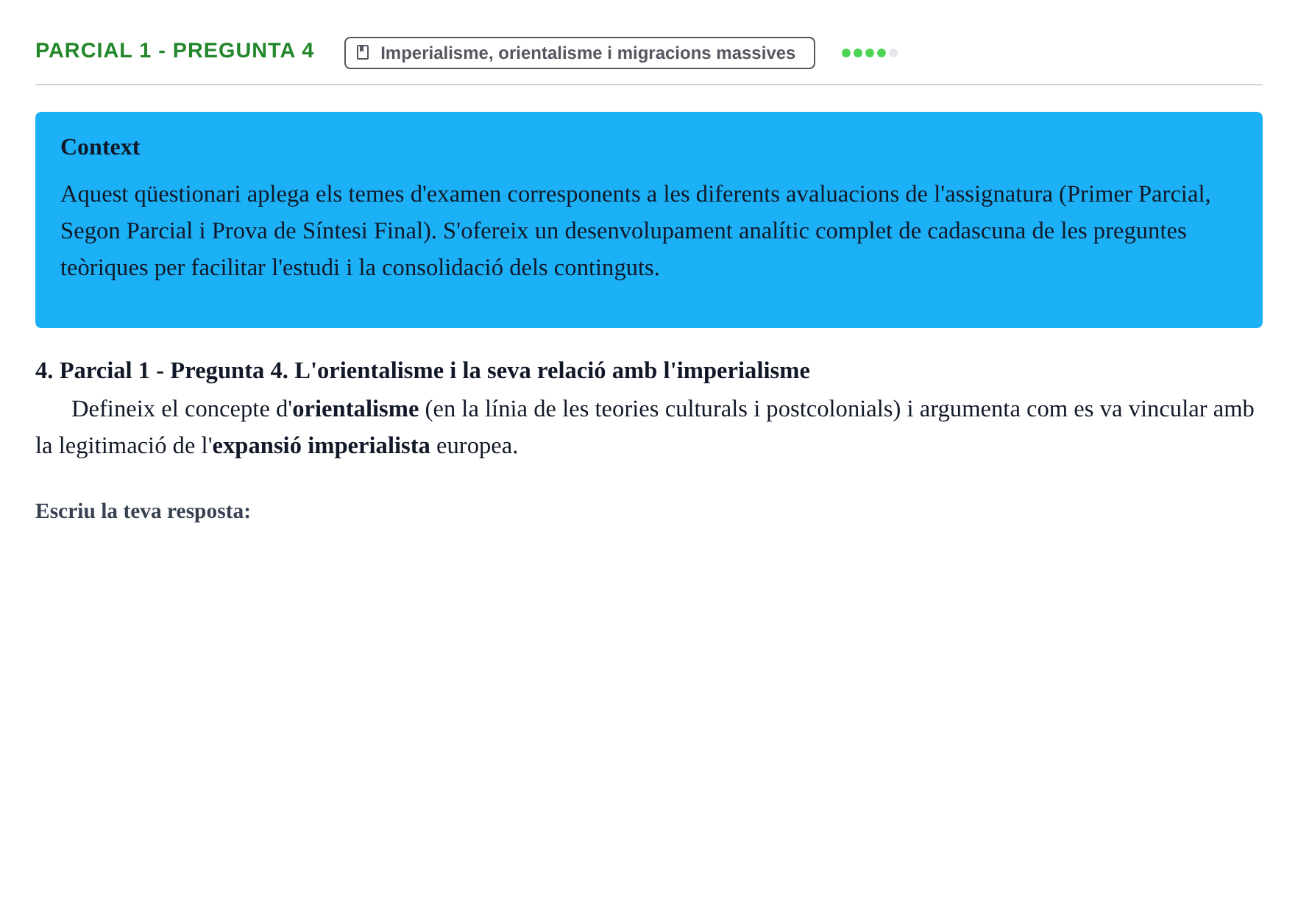 Enunciado: Ejercicio Parcial 1 - Pregunta 4 · Història Política i Social Contemporània UB Recull d'exàmens: Parcial 1, Parcial 2 i Examen de Síntesi