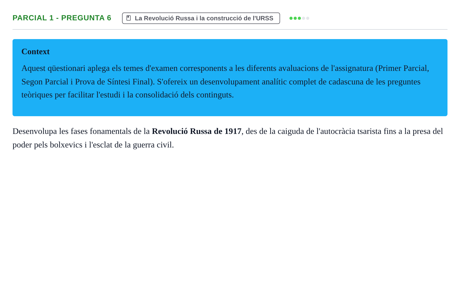 Enunciado: Ejercicio Parcial 1 - Pregunta 6 · Història Política i Social Contemporània UB Recull d'exàmens: Parcial 1, Parcial 2 i Examen de Síntesi