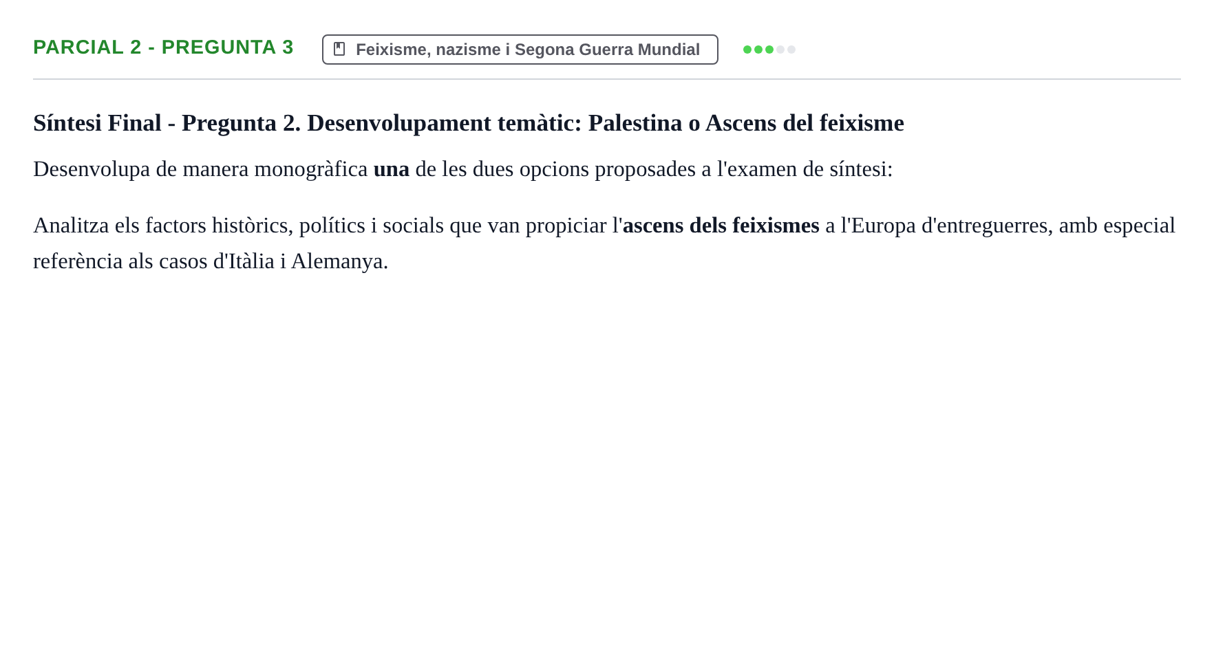 Enunciado: Ejercicio Parcial 2 - Pregunta 3 · Història Política i Social Contemporània UB Recull d'exàmens: Parcial 1, Parcial 2 i Examen de Síntesi