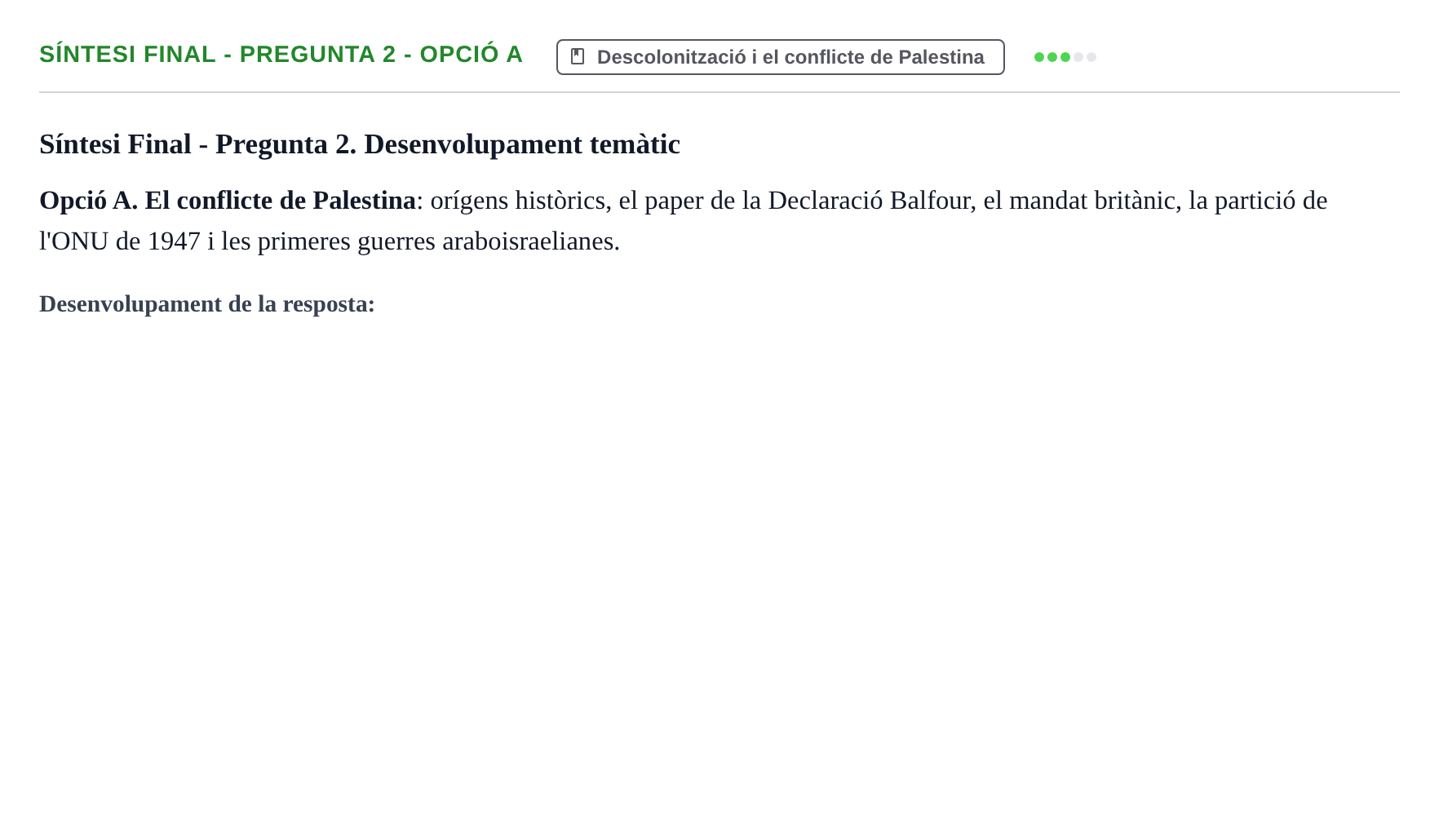 Enunciado: Ejercicio Síntesi Final - Pregunta 2 - Opció A · Història Política i Social Contemporània UB Recull d'exàmens: Parcial 1, Parcial 2 i Examen de Síntesi