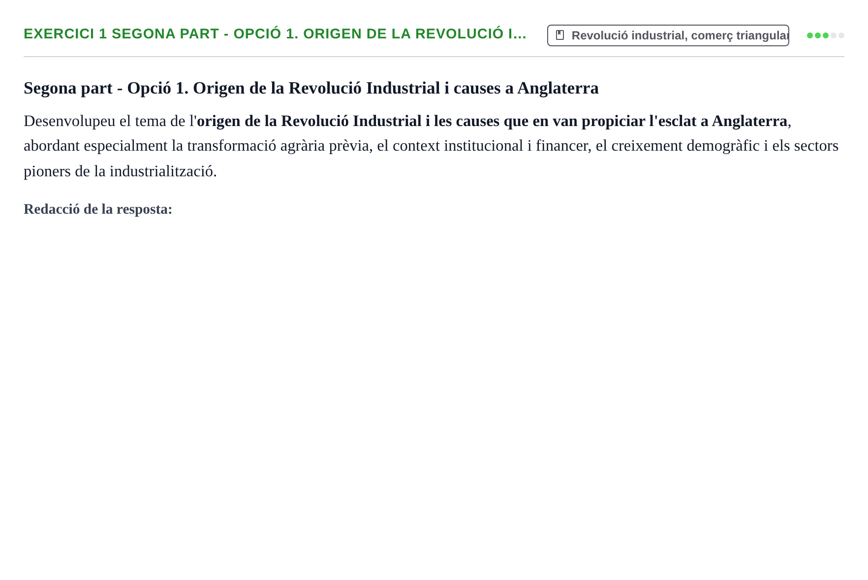 Enunciado: Ejercicio 1 Segona part - Opció 1. Origen de la Revolució I… · Història Política i Social Contemporània UB Examen Final Oficial d'Història Política i Social Contemporània