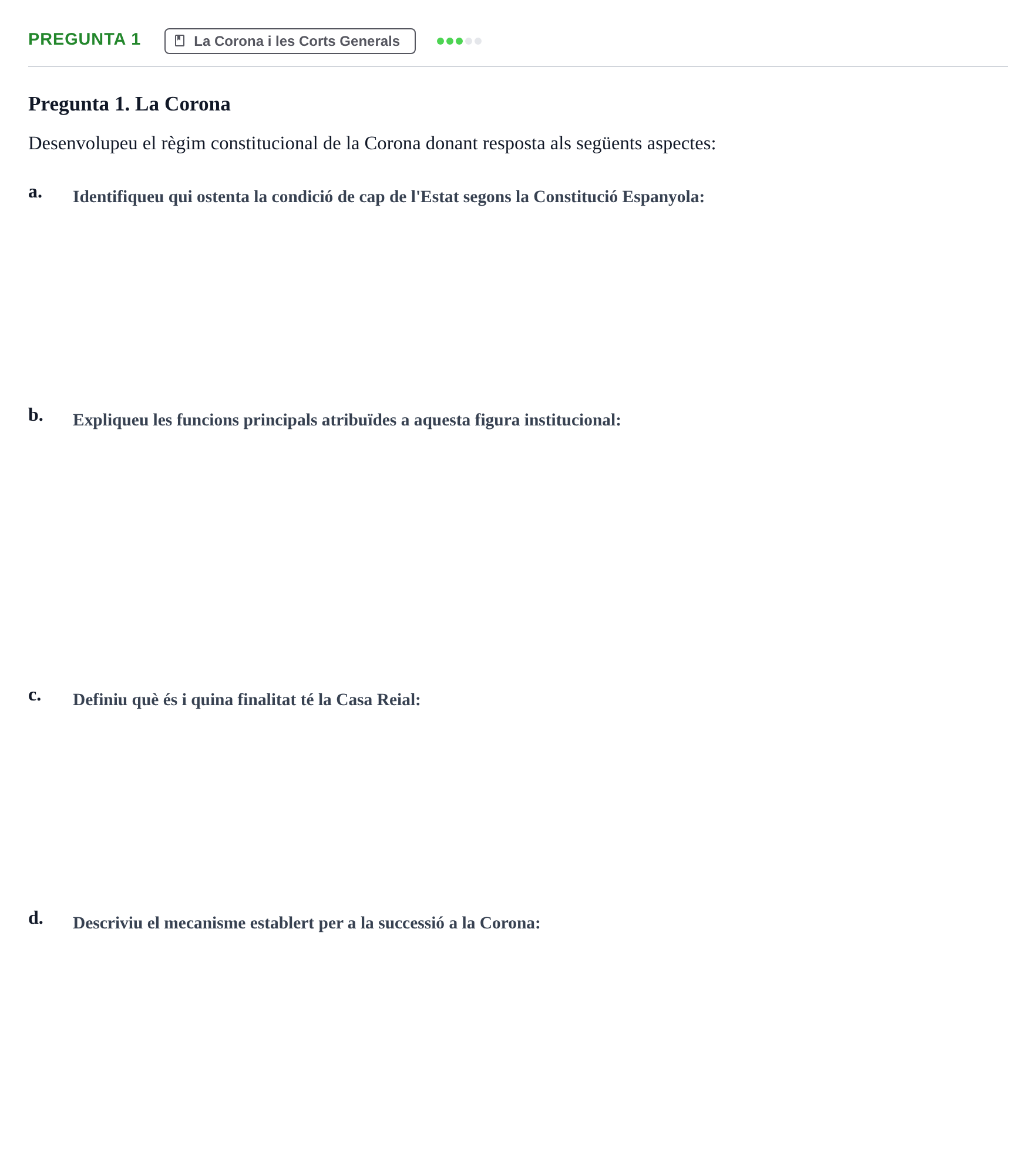 Enunciado: Pregunta 1 · Introducció al Dret Públic UB Examen de Recuperació: Introducció al Dret Públic
