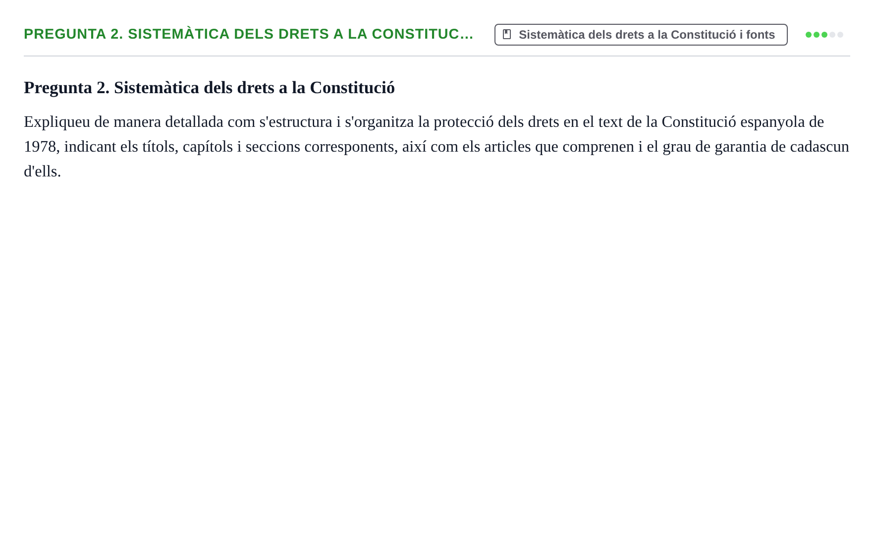 Enunciado: Pregunta 2. Sistemàtica dels drets a la Constituc… · Drets Constitucionals i Drets Fonamentals UB Examen parcial: Drets Constitucionals i Drets Fonamentals