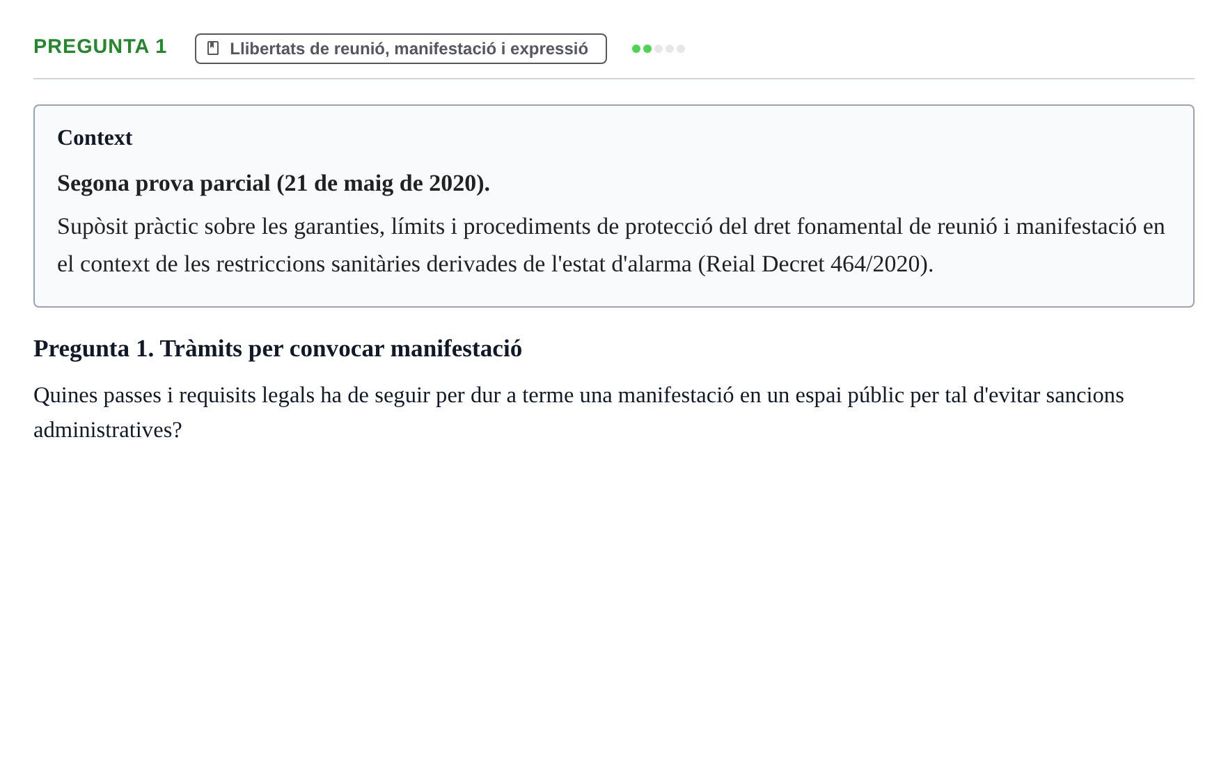 Enunciado: Pregunta 1 · Drets Constitucionals i Drets Fonamentals UB 2020