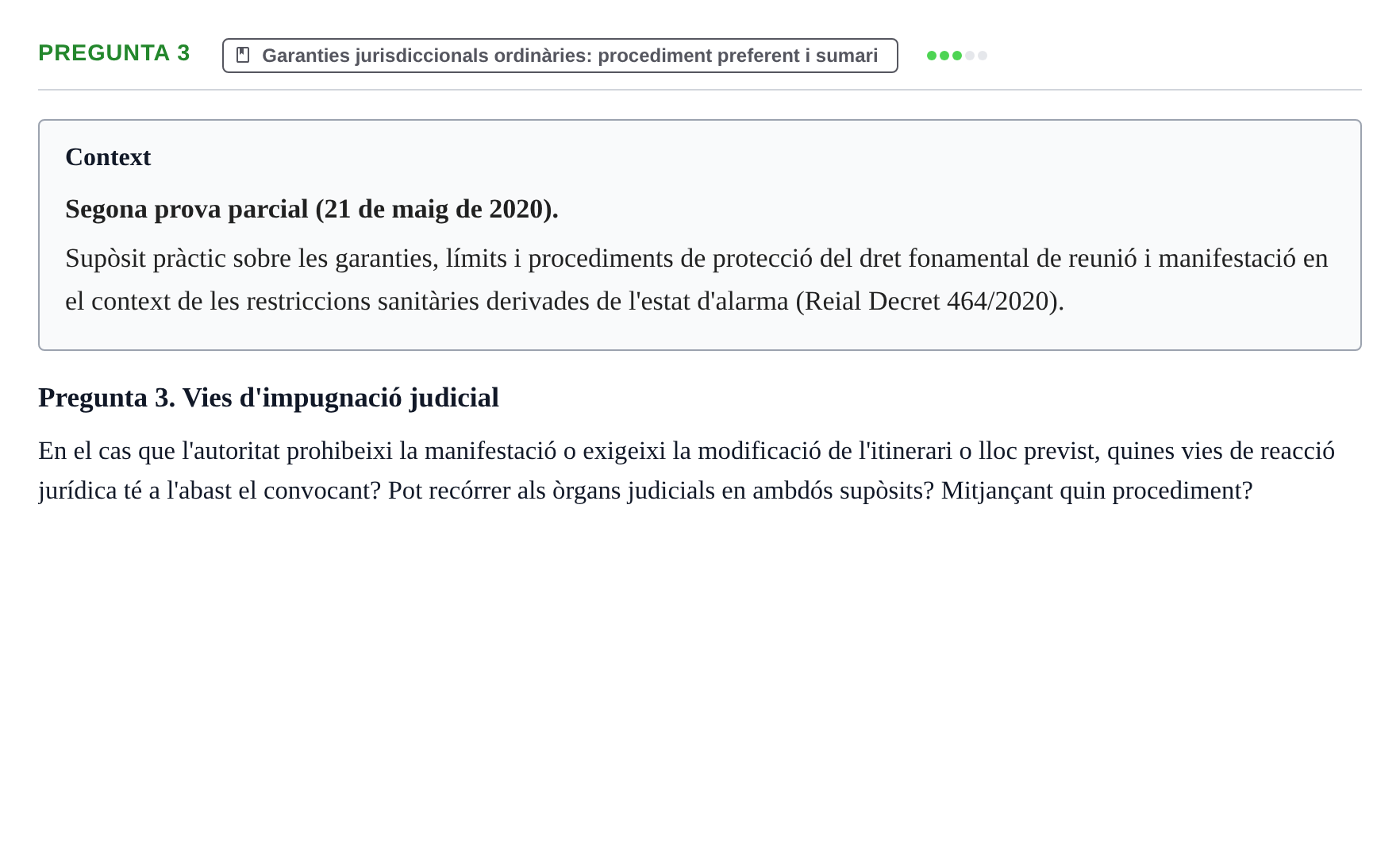 Enunciado: Pregunta 3 · Drets Constitucionals i Drets Fonamentals UB 2020