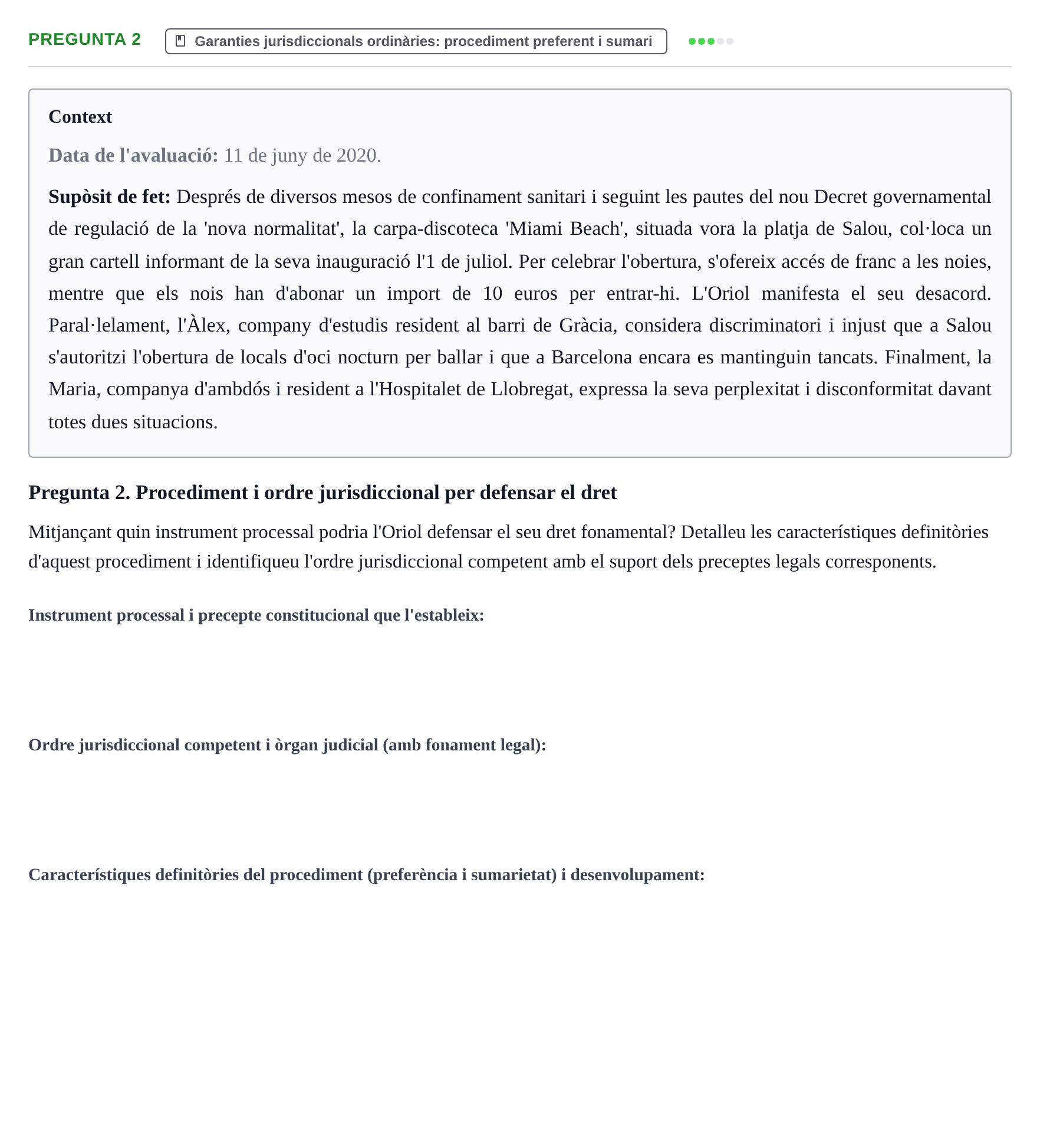 Enunciado: Pregunta 2 · Drets Constitucionals i Drets Fonamentals UB Juny 2020