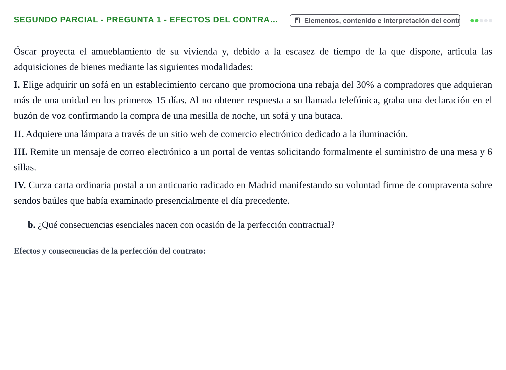 Enunciado: Ejercicio Segundo Parcial - Pregunta 1 - Efectos del contra… · Derecho de Obligaciones y Contratos UB Exámenes parciales resueltos de Derecho de Obligaciones y Contratos