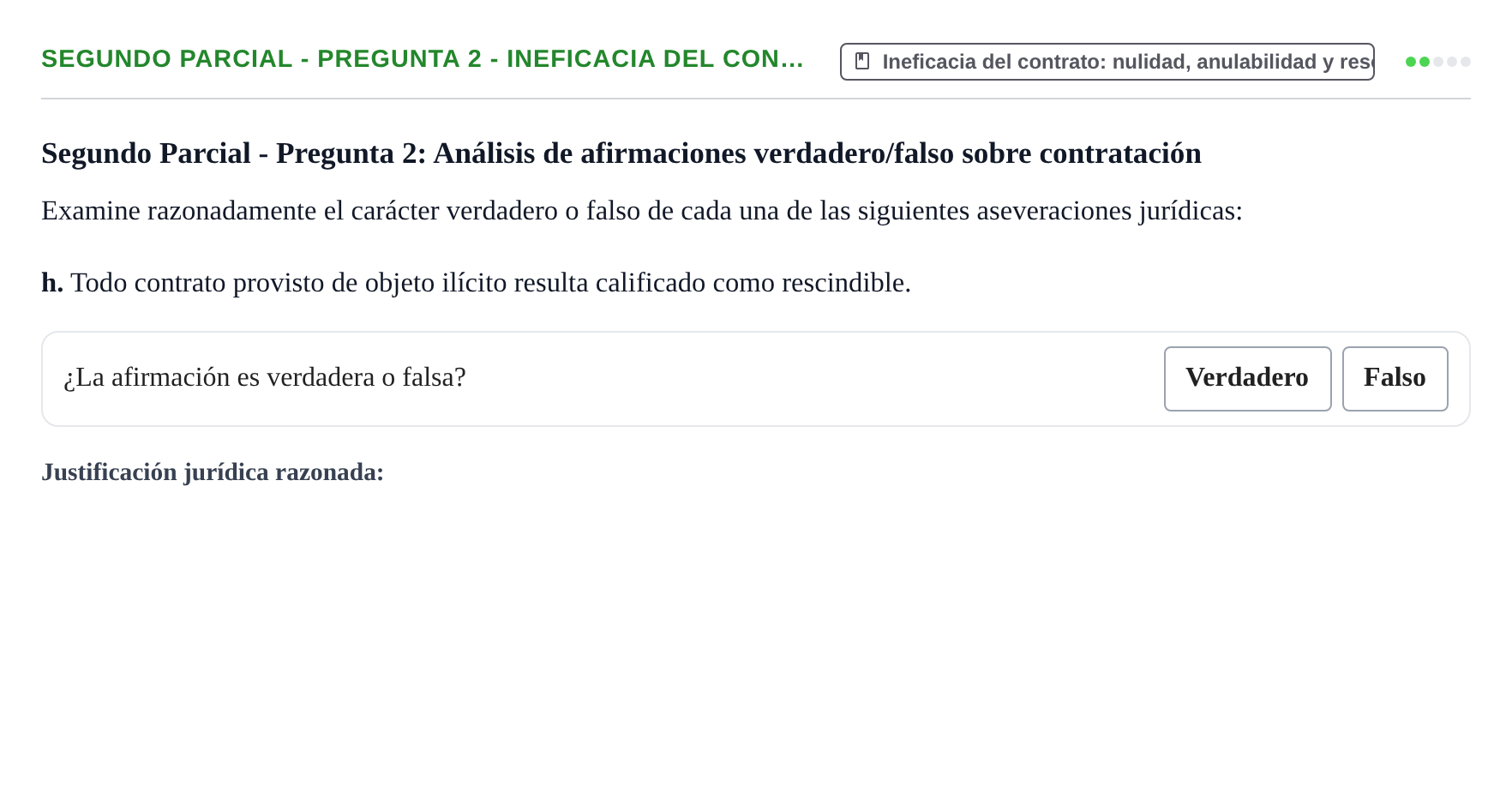 Enunciado: Ejercicio Segundo Parcial - Pregunta 2 - Ineficacia del con… · Derecho de Obligaciones y Contratos UB Exámenes parciales resueltos de Derecho de Obligaciones y Contratos