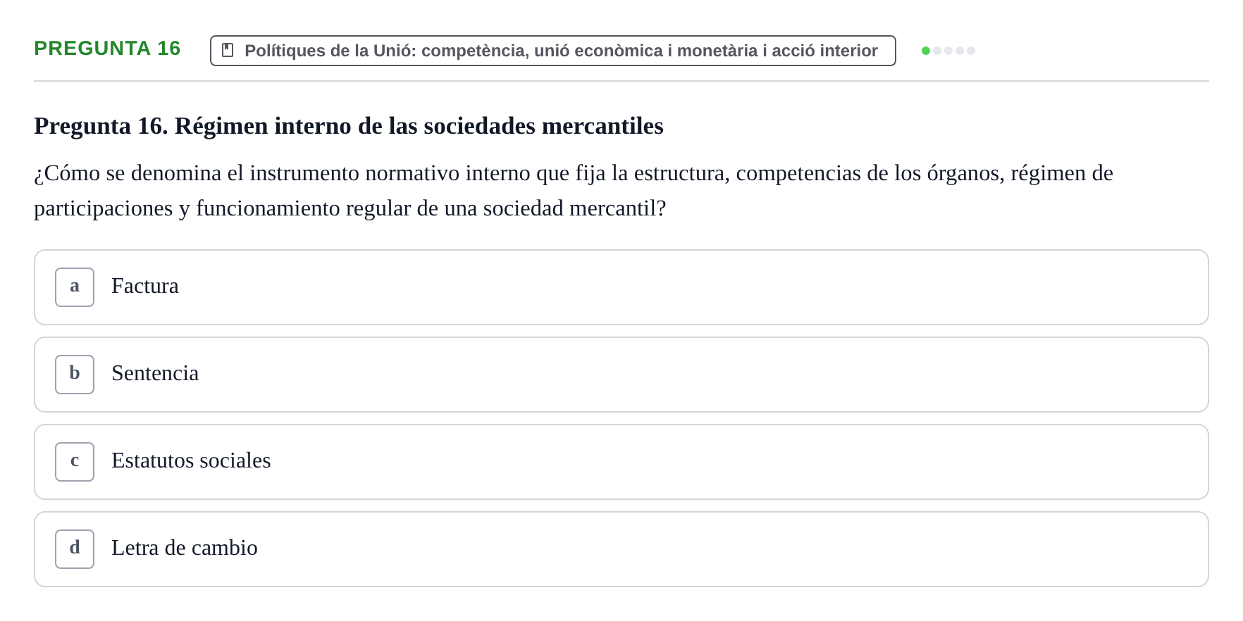 Enunciado: Pregunta 16