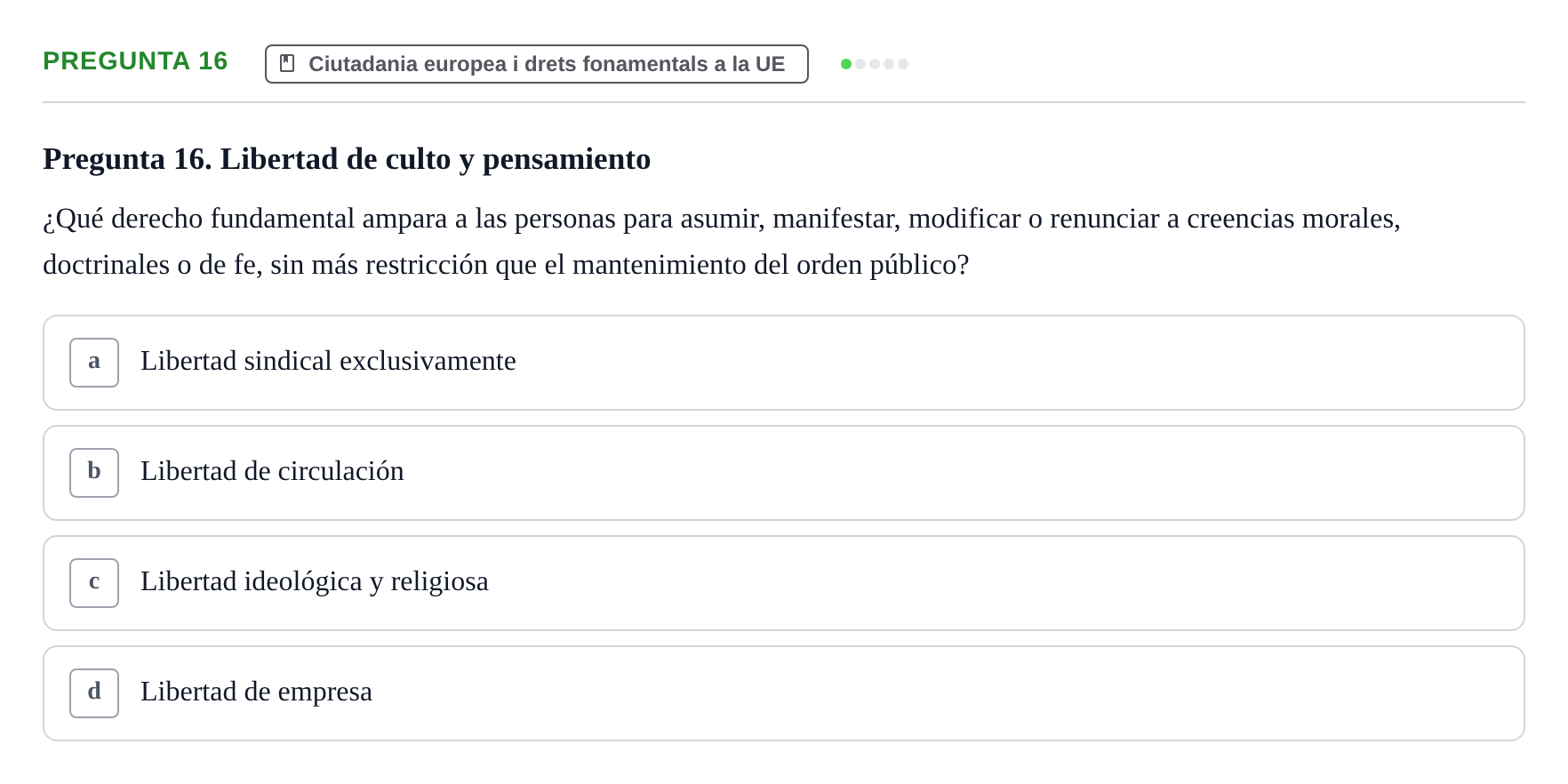 Enunciado: Pregunta 16