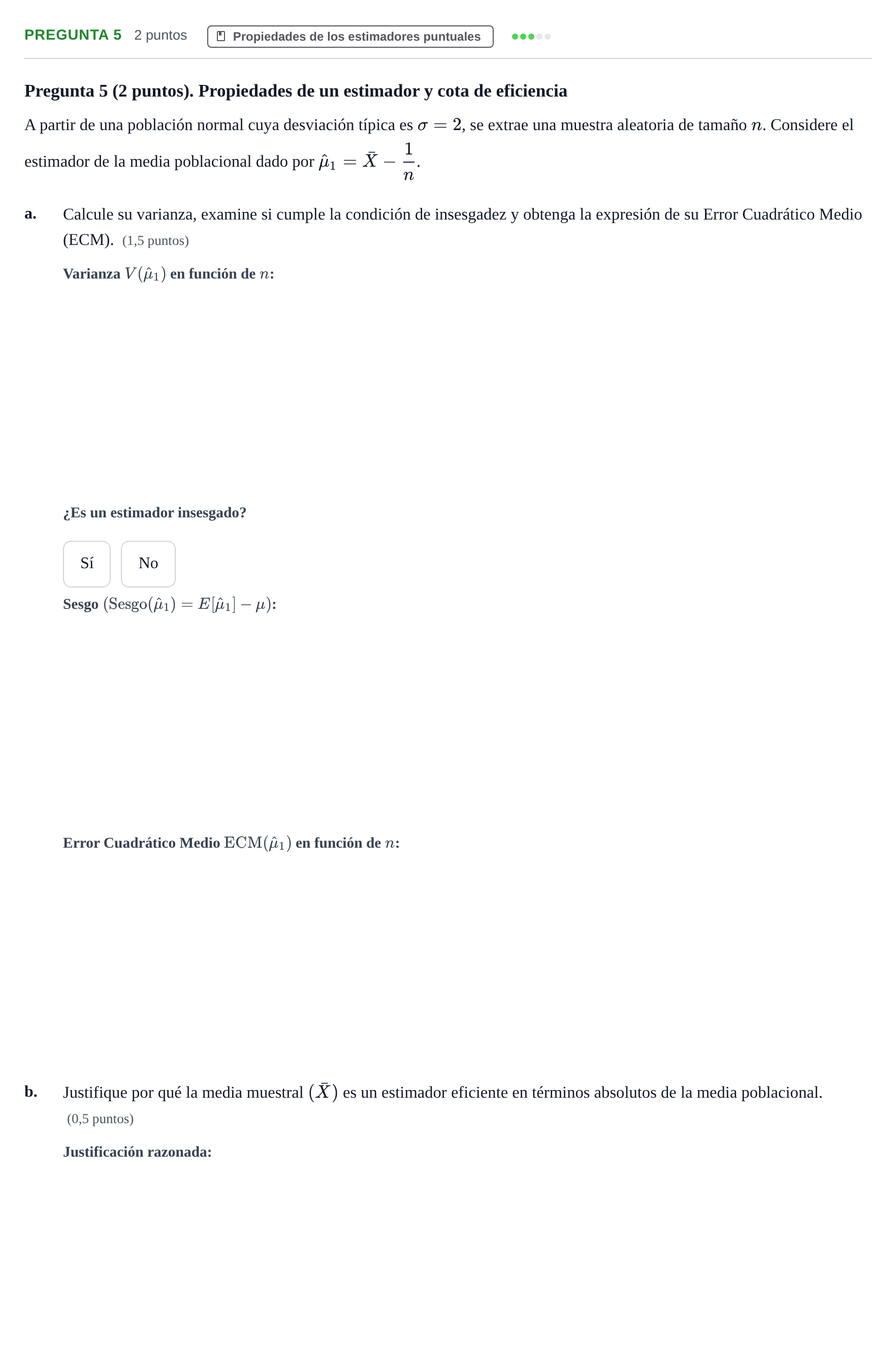 Enunciado: Pregunta 5 · Estadística II UB 2024