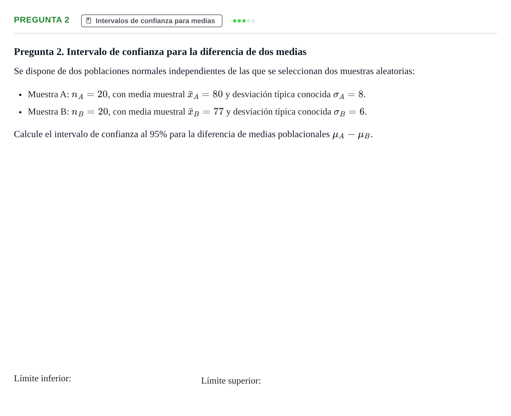 Enunciado: Pregunta 2 · Estadística II UB Juny 2019