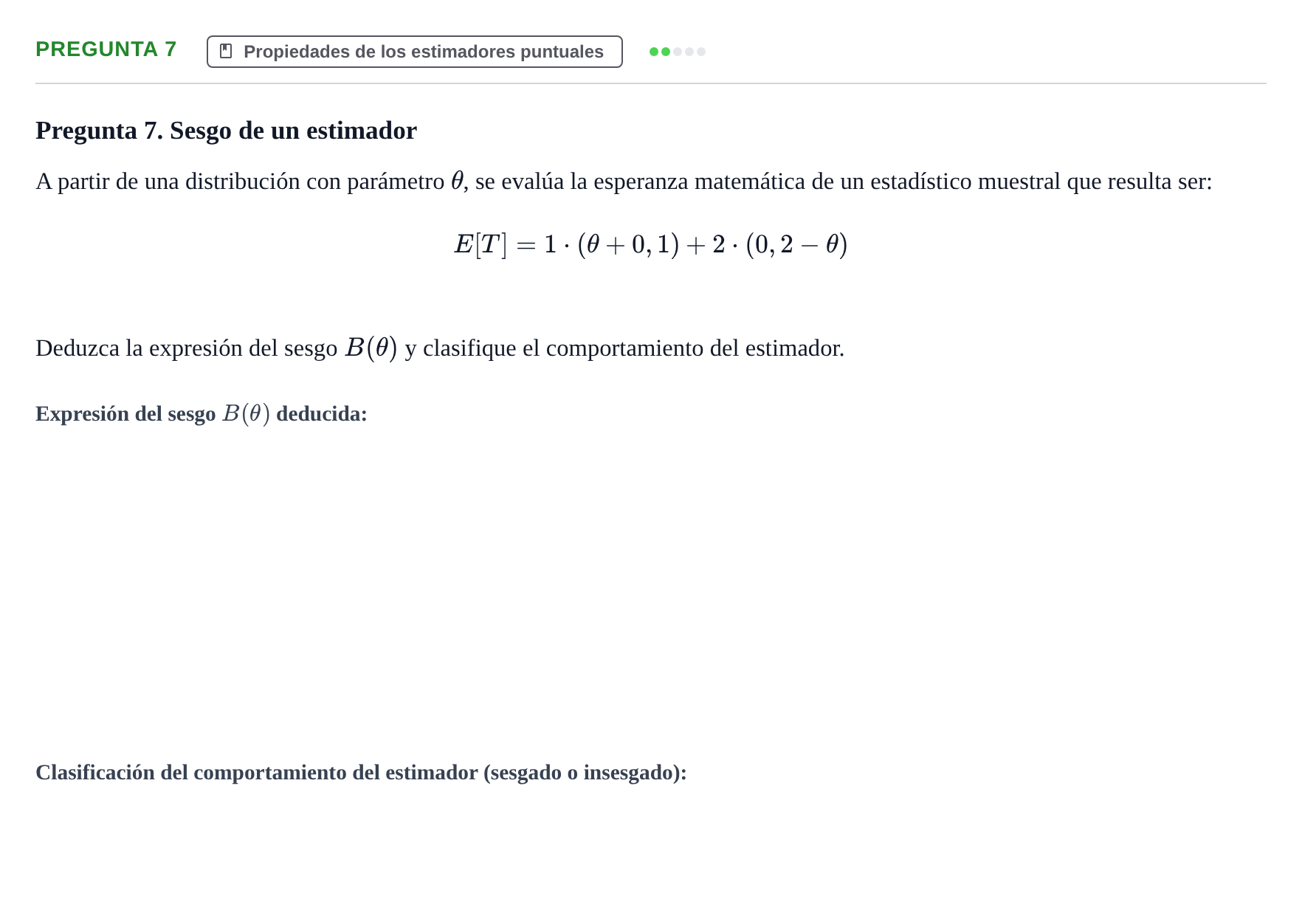 Enunciado: Pregunta 7 · Estadística II UB Juny 2019