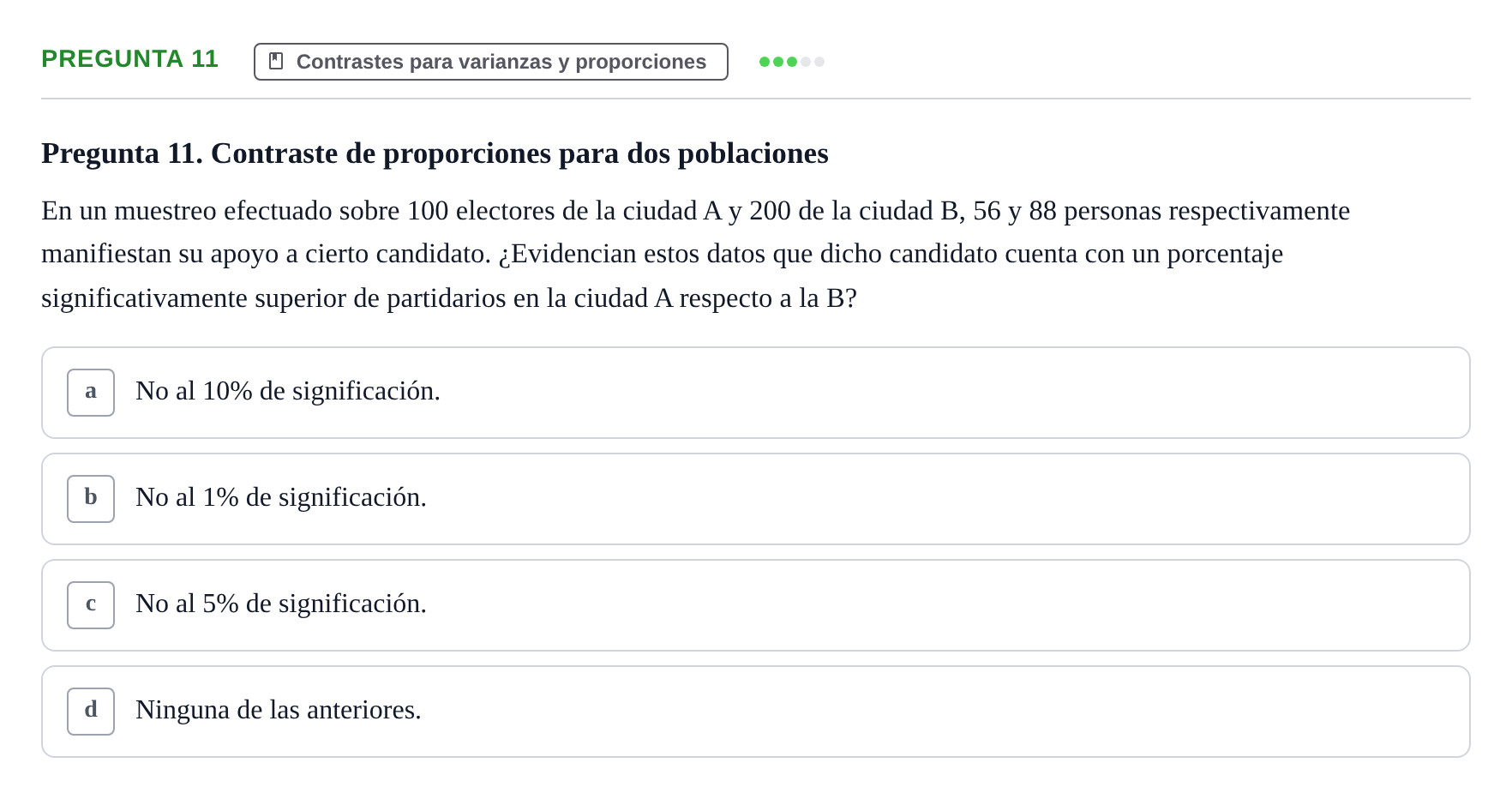 Enunciado: Pregunta 11 · Estadística II UB 2023