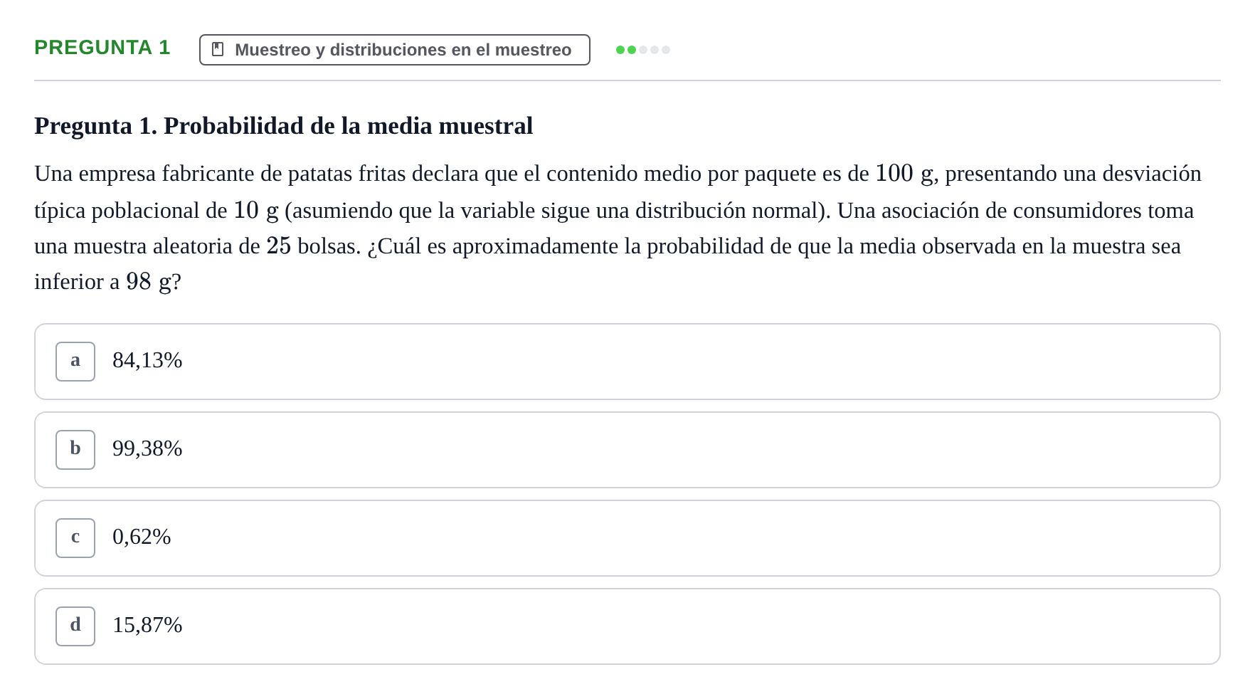 Enunciado: Pregunta 1 · Estadística II UB 2023