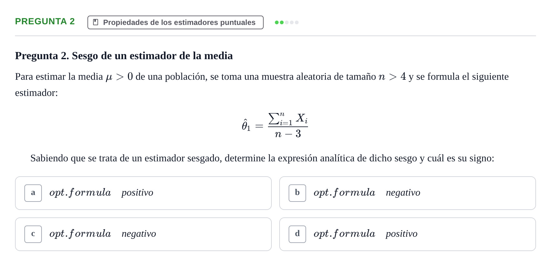 Enunciado: Pregunta 2 · Estadística II UB 2023
