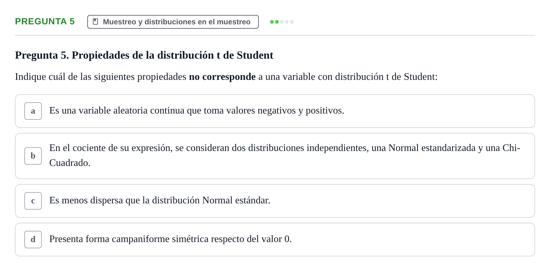 Enunciado: Pregunta 5 · Estadística II UB 2023