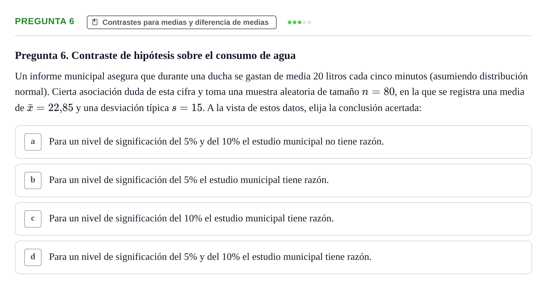 Enunciado: Pregunta 6 · Estadística II UB 2023