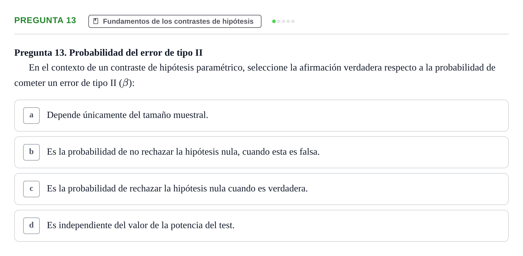 Enunciado: Pregunta 13 · Estadística II UB Examen final. Estadística II