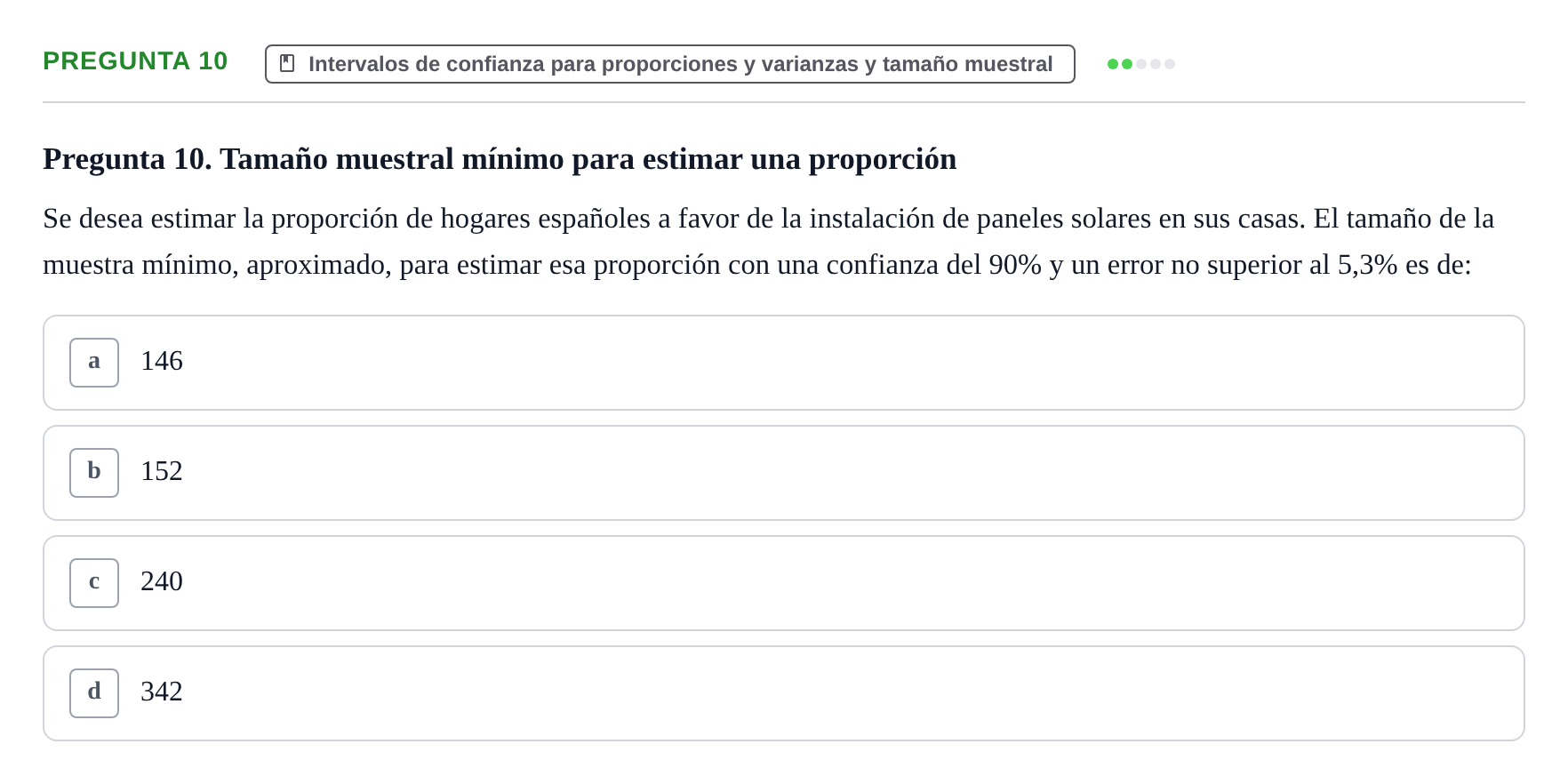 Enunciado: Pregunta 10 · Estadística II UB 2023