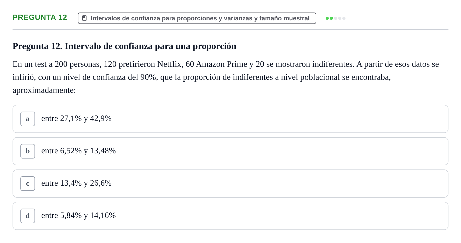 Enunciado: Pregunta 12 · Estadística II UB 2023