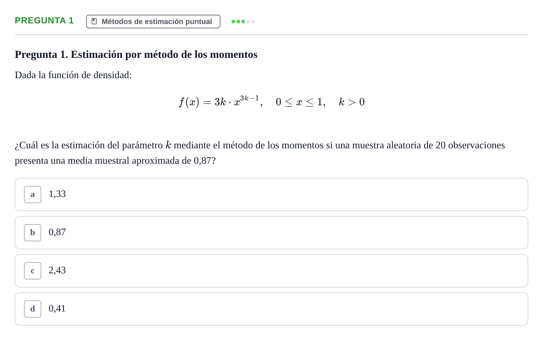 Enunciado: Pregunta 1 · Estadística II UB 2023