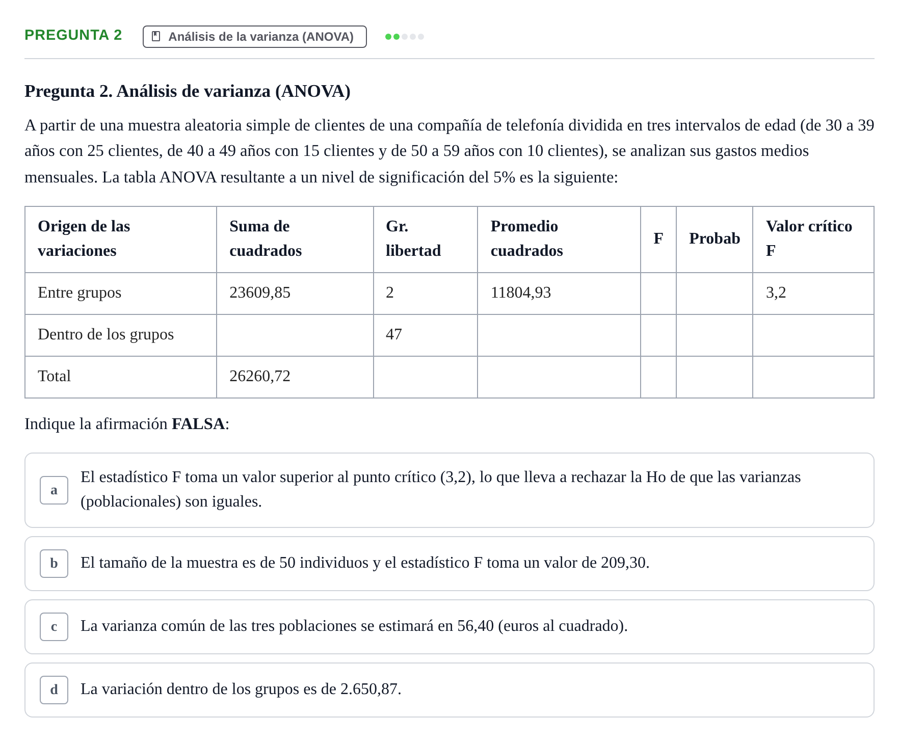 Enunciado: Pregunta 2 · Estadística II UB 2023