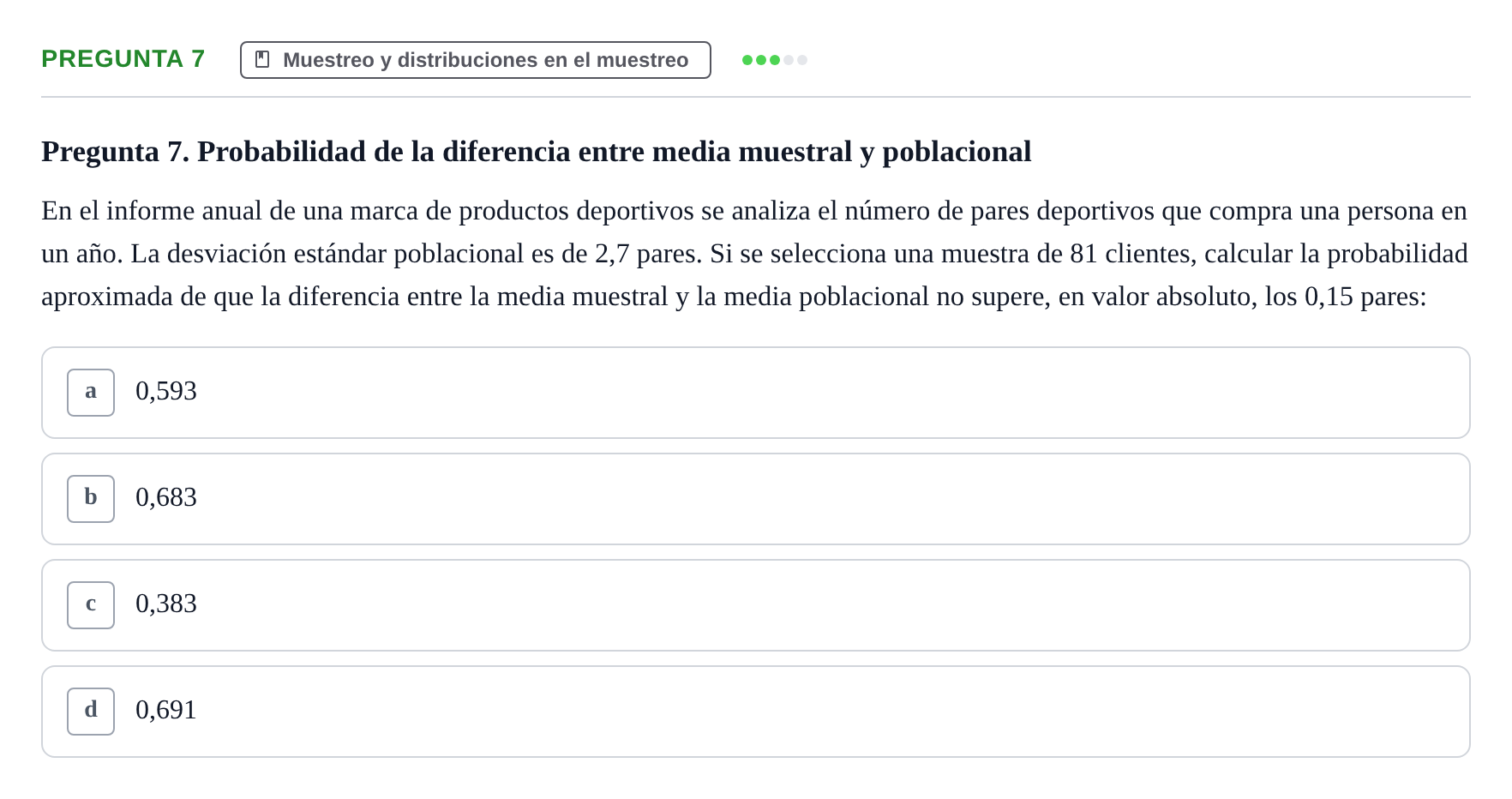 Enunciado: Pregunta 7 · Estadística II UB 2023
