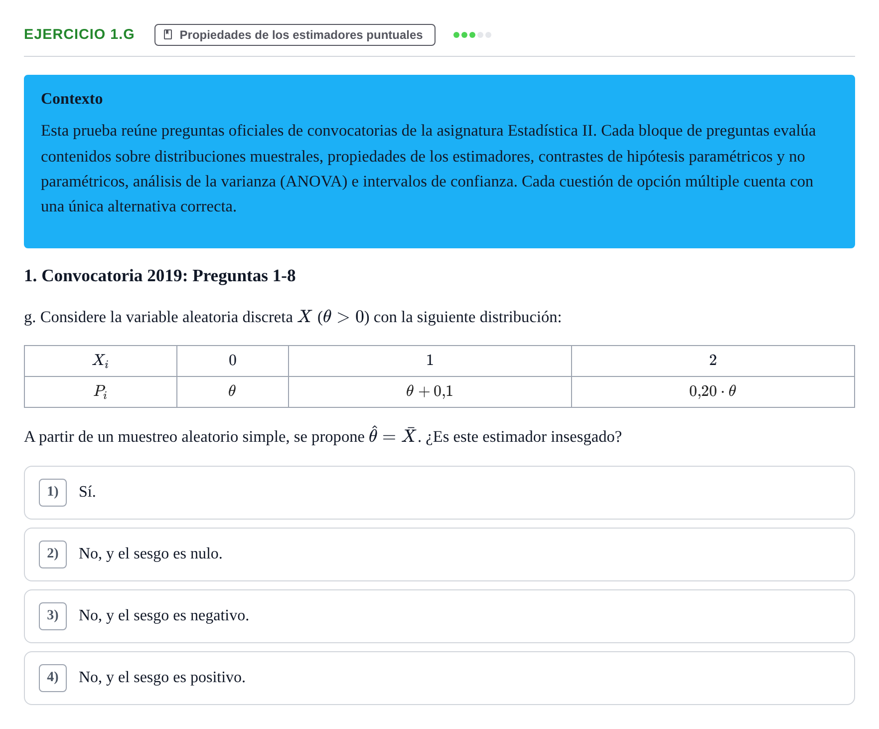 Enunciado: Ejercicio 1.g · Estadística II UB 2019