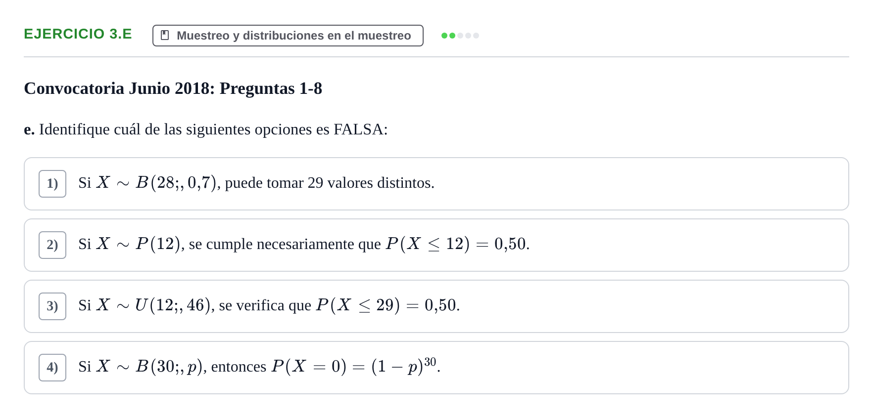Enunciado: Ejercicio 3.e · Estadística II UB 2019