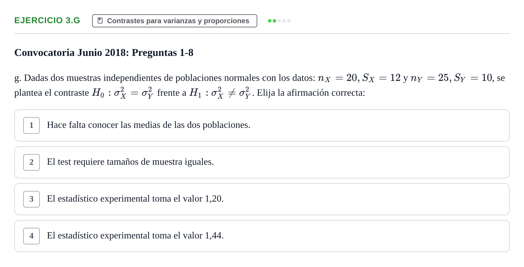Enunciado: Ejercicio 3.g · Estadística II UB 2019