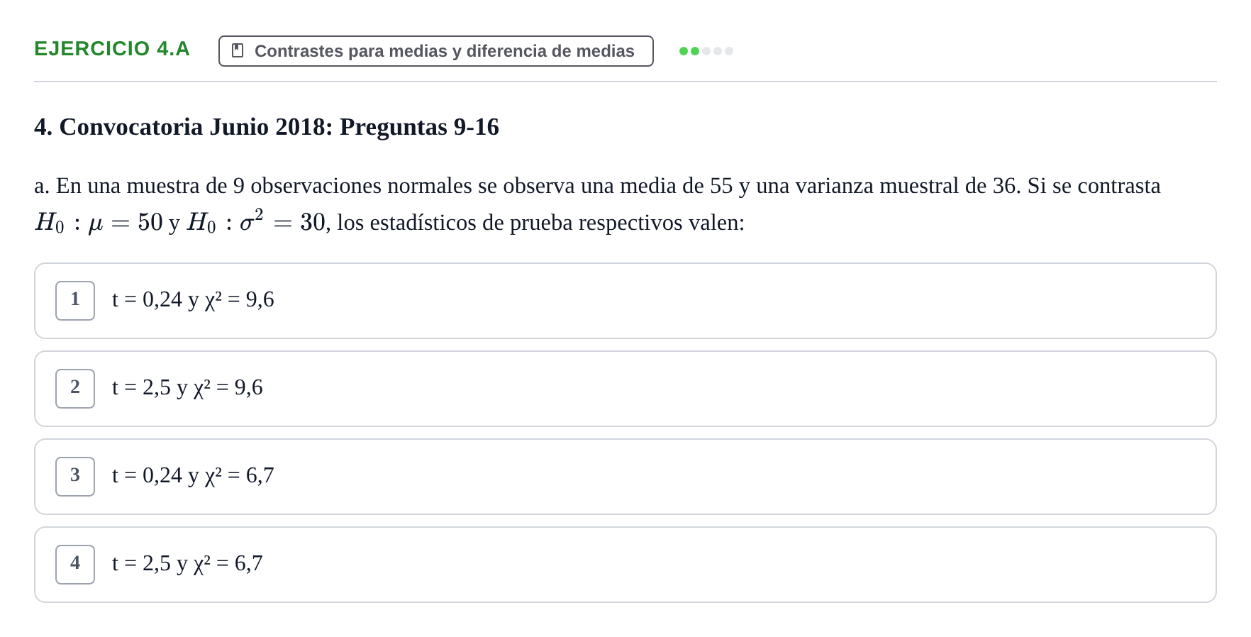 Enunciado: Ejercicio 4.a · Estadística II UB 2019