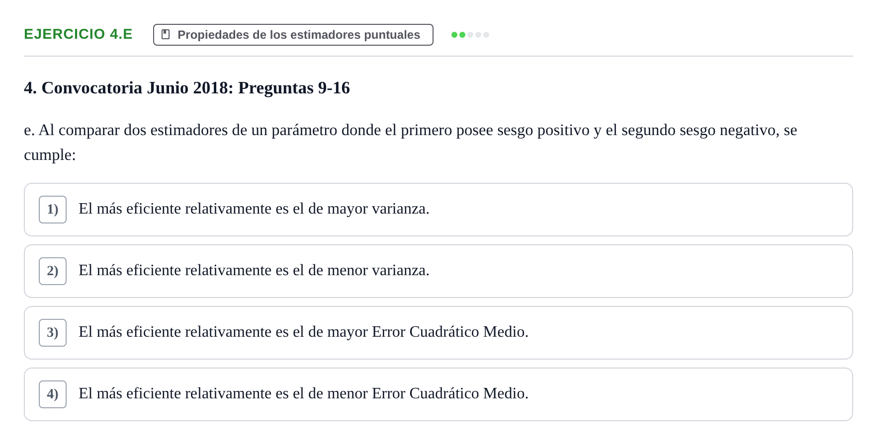 Enunciado: Ejercicio 4.e · Estadística II UB 2019