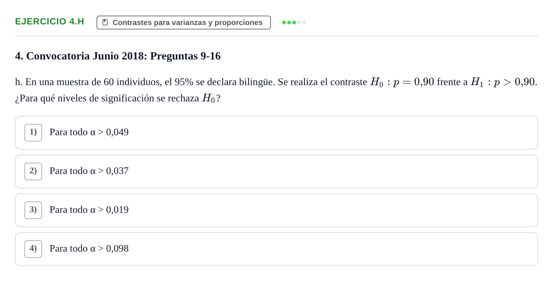 Enunciado: Ejercicio 4.h · Estadística II UB 2019