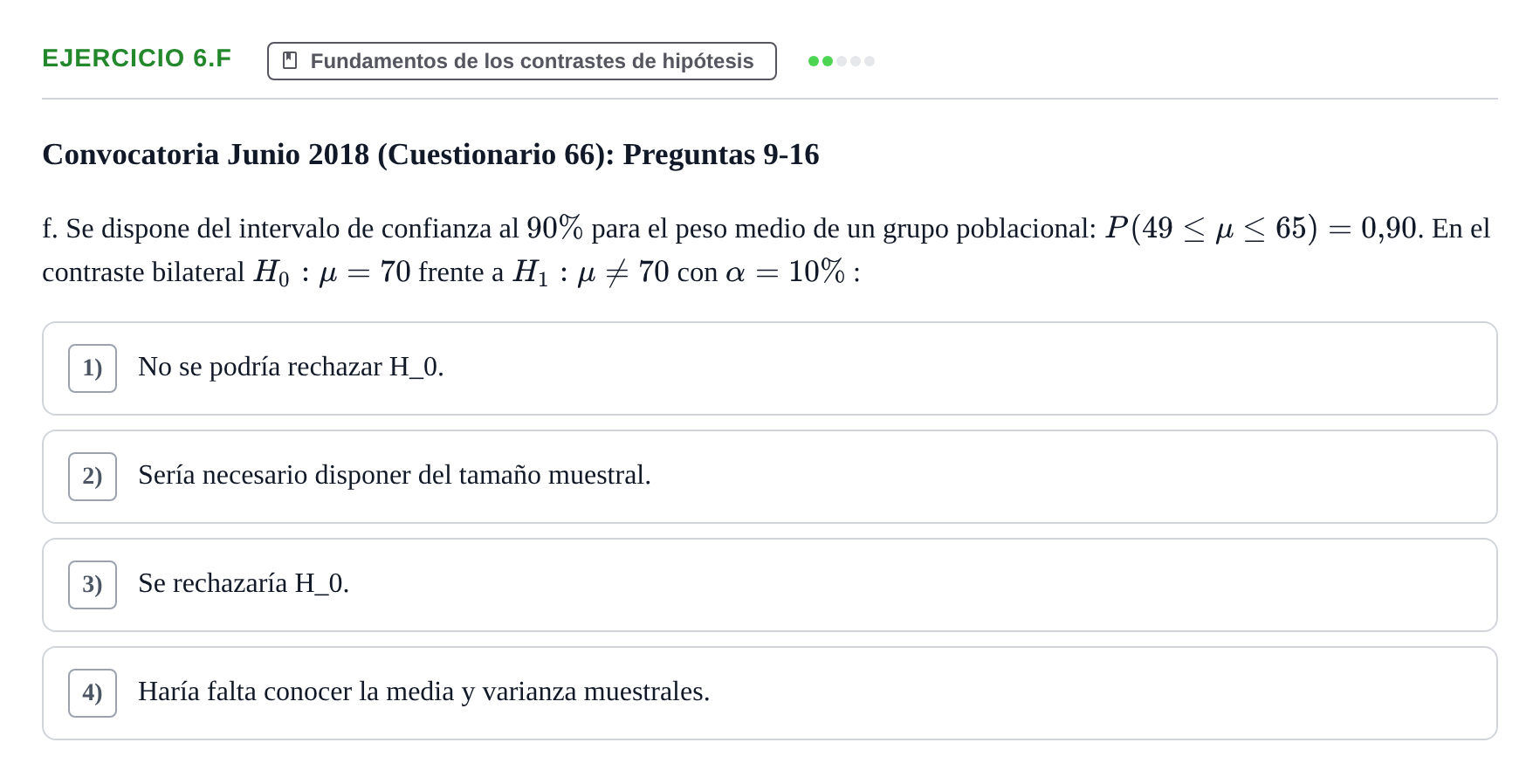 Enunciado: Ejercicio 6.f · Estadística II UB 2019