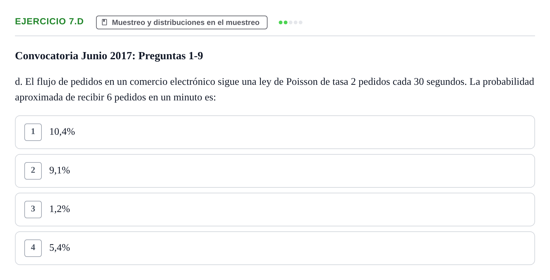 Enunciado: Ejercicio 7.d · Estadística II UB 2019