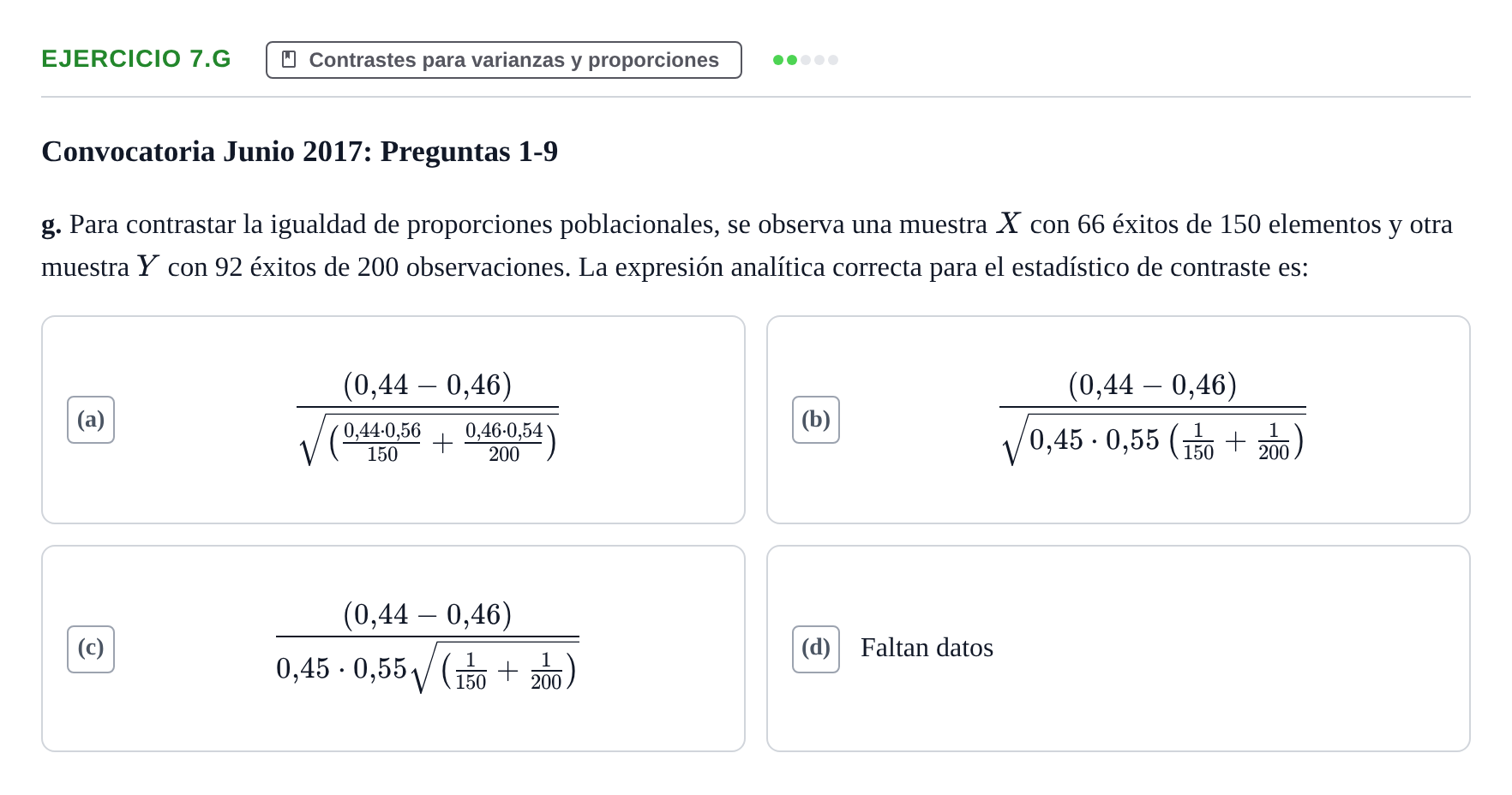 Enunciado: Ejercicio 7.g · Estadística II UB 2019