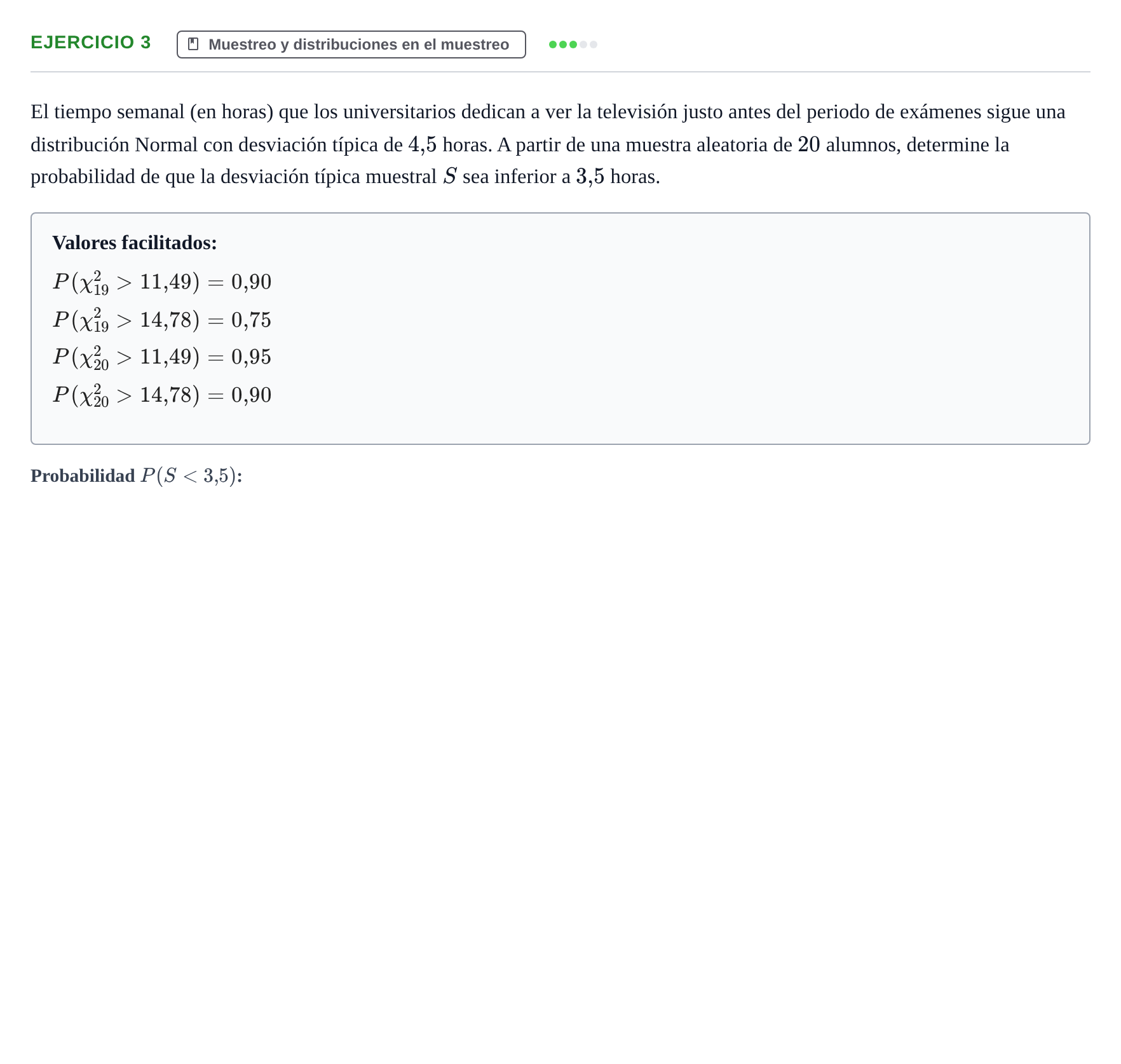 Enunciado: Ejercicio 3 · Estadística II UB Examen Parcial 2. Estadística II