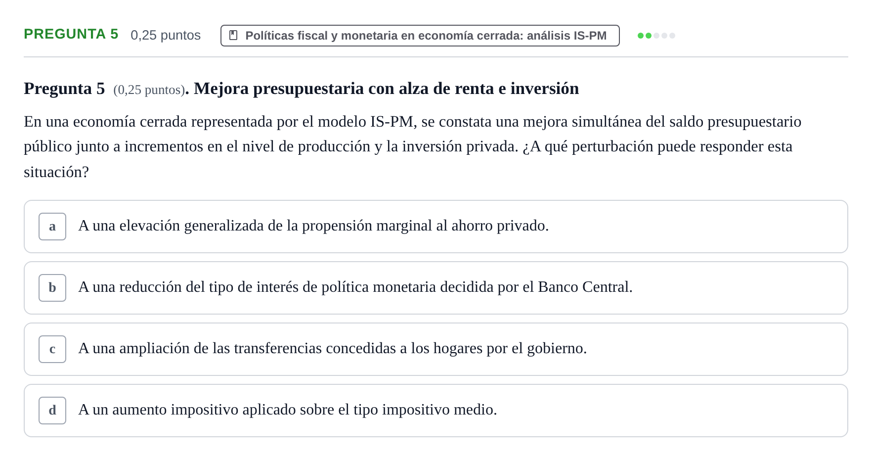 Enunciado: Pregunta 5 · Macroeconomía UB 2025
