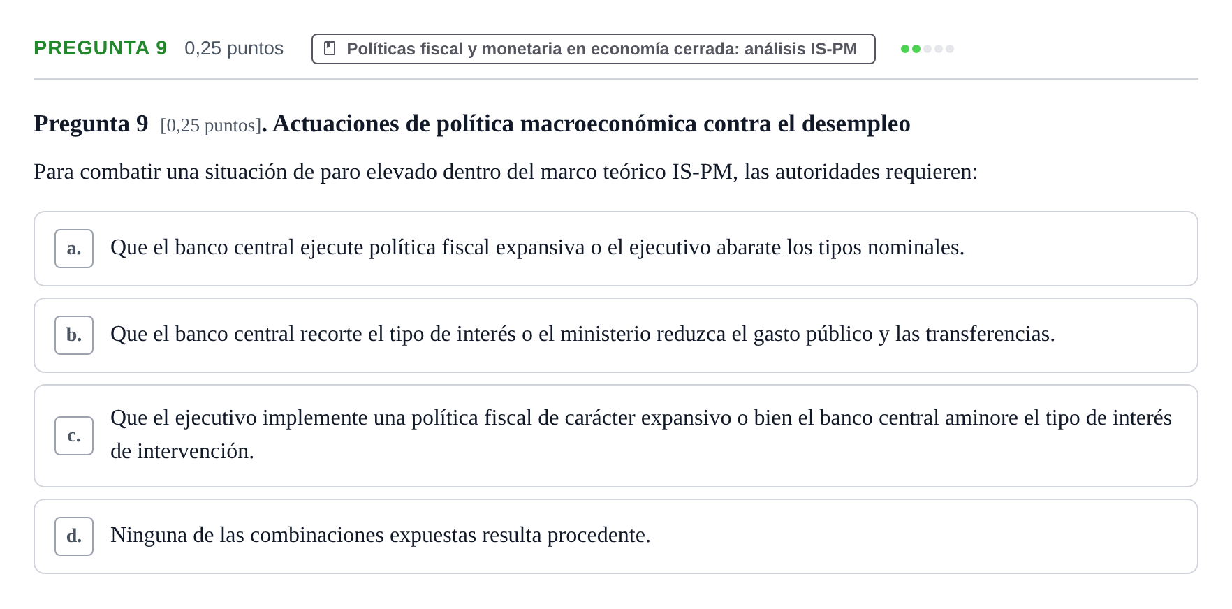 Enunciado: Pregunta 9 · Macroeconomía UB 2025