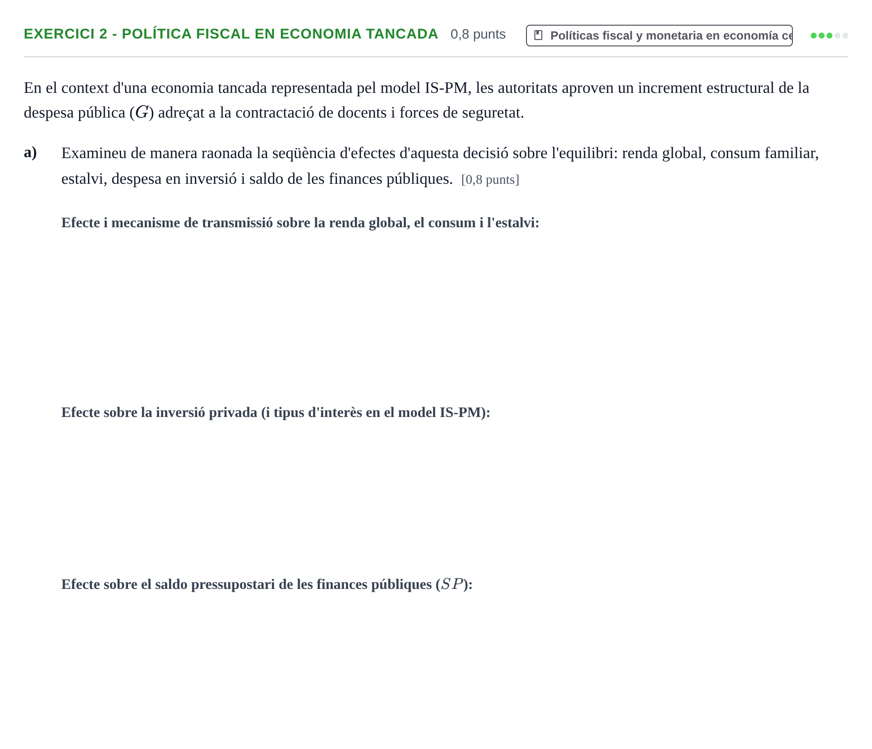 Enunciado: Exercici 2 - Política fiscal en economia tancada · Macroeconomía UB Juny 2024