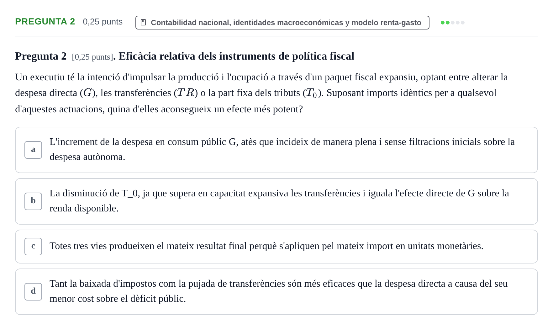 Enunciado: Pregunta 2 · Macroeconomía UB Juny 2024