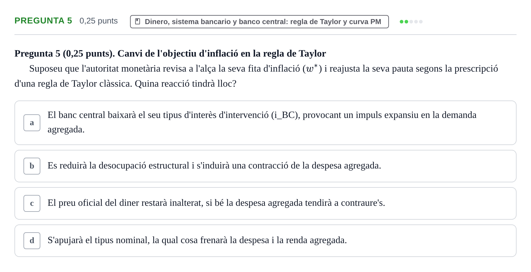 Enunciado: Pregunta 5 · Macroeconomía UB Juny 2024