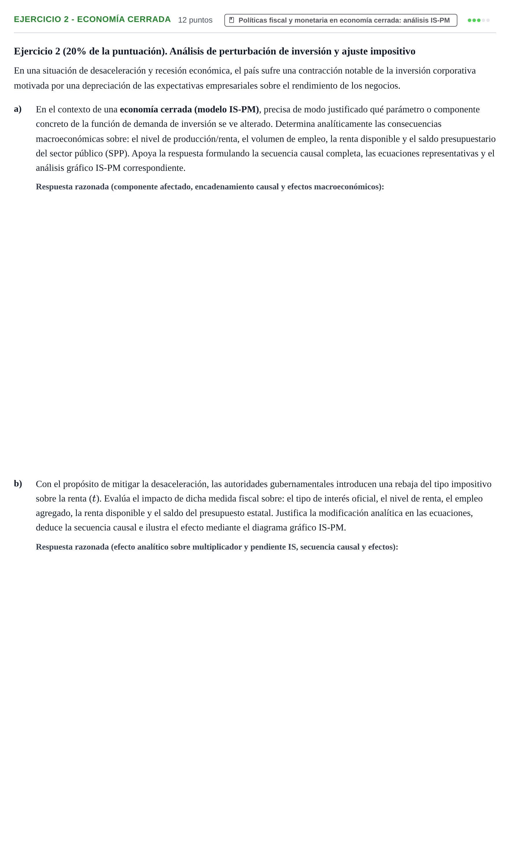 Enunciado: Ejercicio 2 - Economía cerrada · Macroeconomía UB 2025