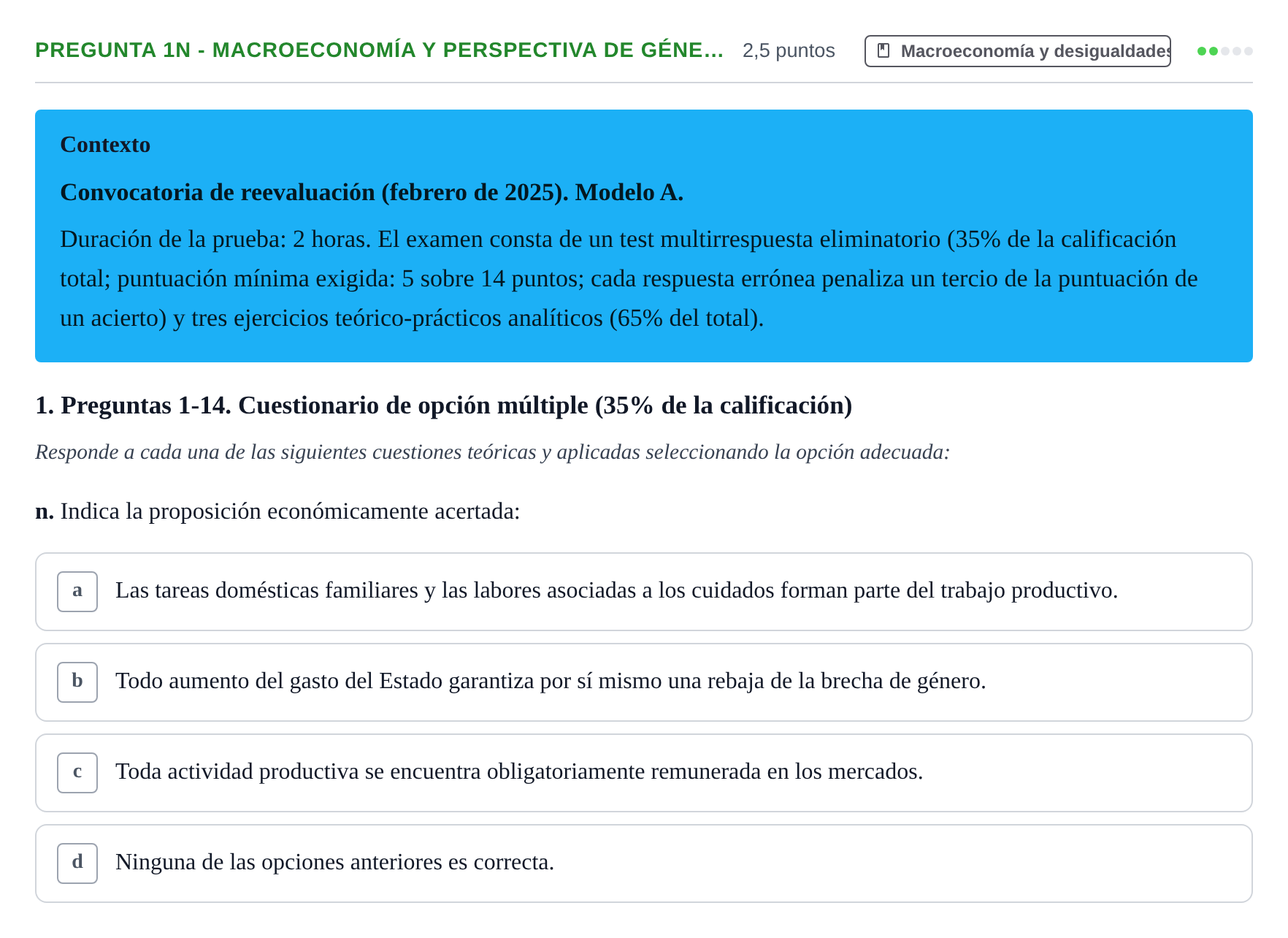 Enunciado: Pregunta 1n - Macroeconomía y perspectiva de géne… · Macroeconomía UB 2025