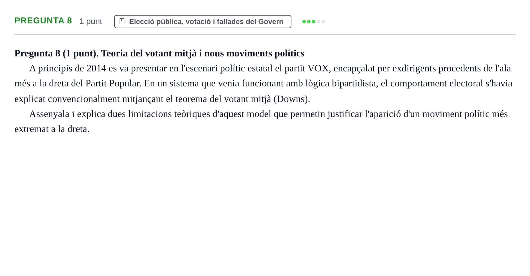 Enunciado: Pregunta 8 · Economia del Sector Públic UB 2014