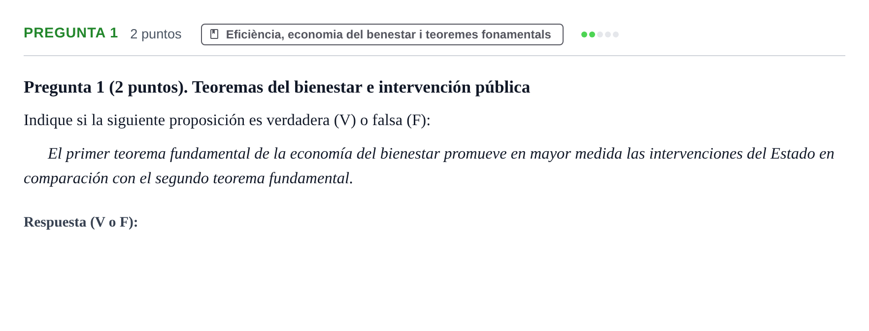Enunciado: Pregunta 1 · Economia del Sector Públic UB Examen Final. Economía del Sector Público
